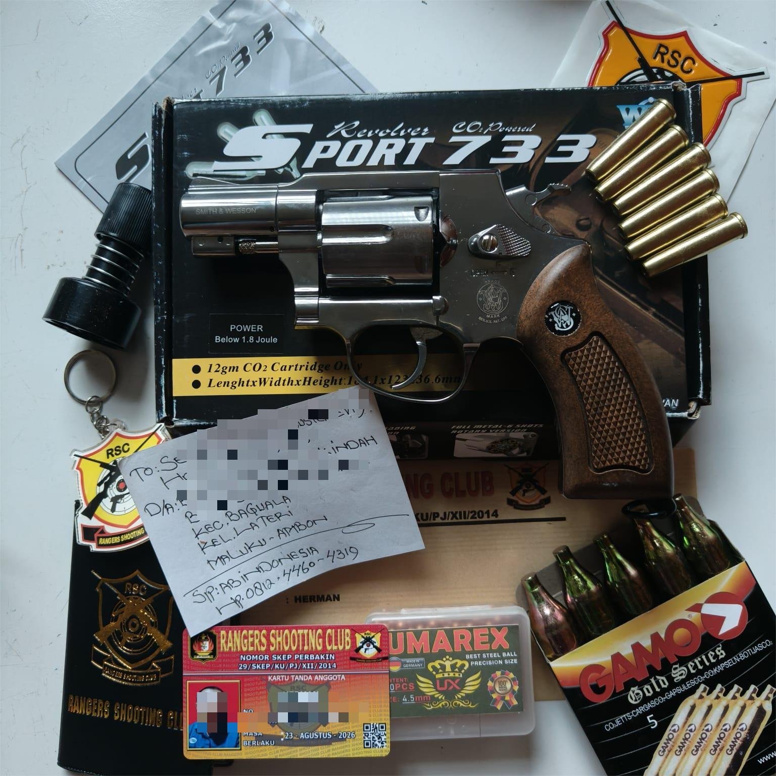 REVOLVER 733 WINGUN SILVER FREE GAS 5 BOTOL DAN GOTRI 300 BUTIR - Gambar 3
