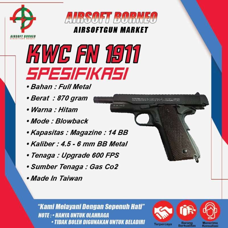 FN 1911 4,5 UPGRADE BONUS GAS 5 BOTOL DAN GOTRI 300 BUTIR BONUS SKK DAN KTA - Gambar 3