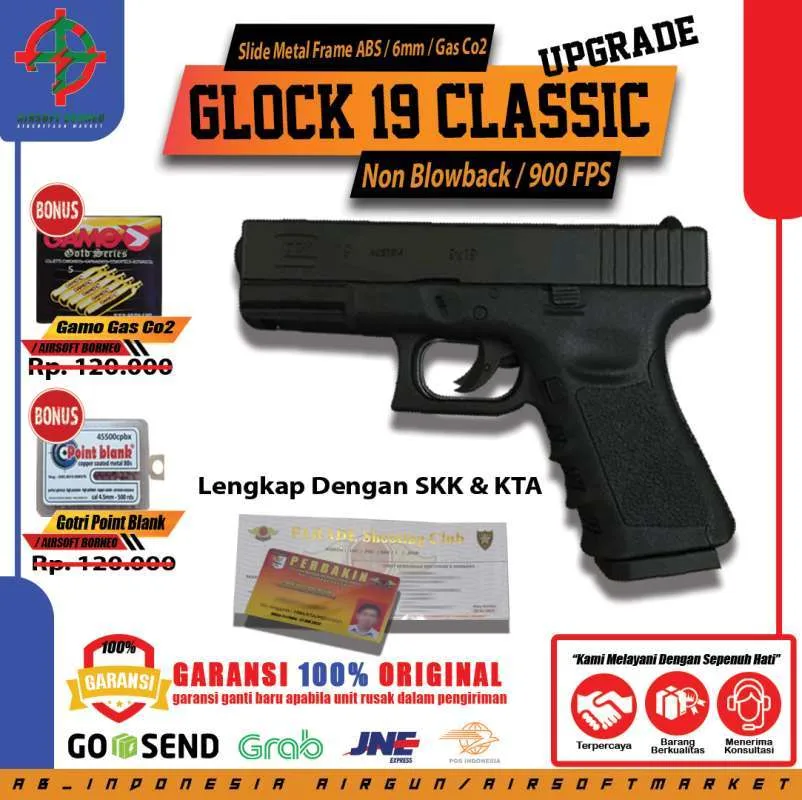 GLOCK19 CLASIK UPGRADE FREE SKK DAN KTA GAS DAN BB